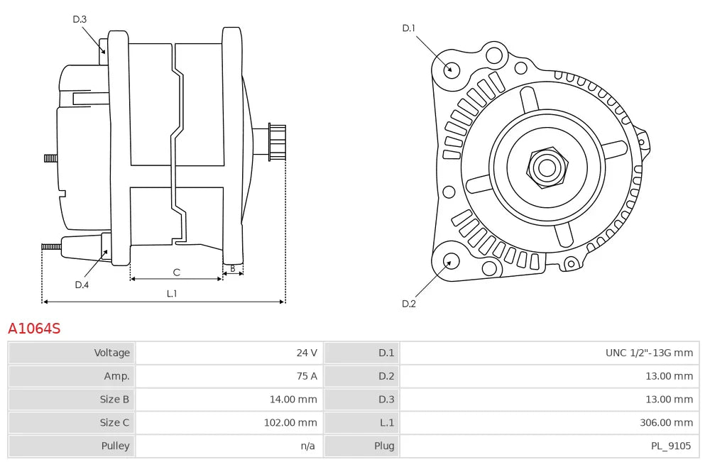 Plusline Alternatör – 24V 75A – Delco 21SI Muadili – Caterpillar 960H-140H / Buldozer / Fiat Allis Paletli Dozer / Cummins, John Deere, Komatsu, New Holland Uyumlu