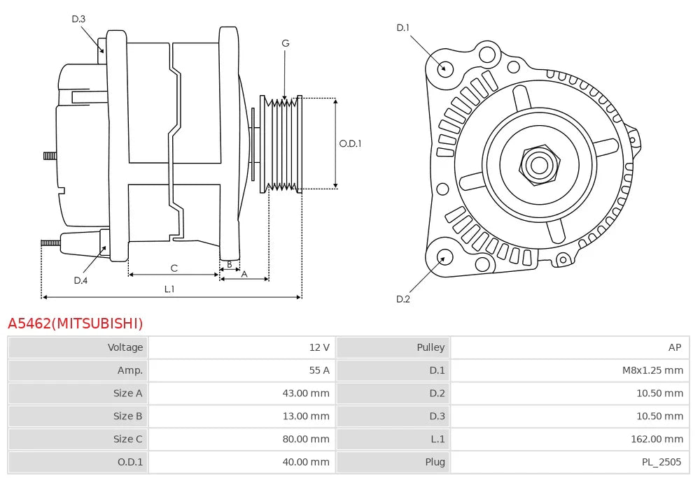 Alternatör – 12V 50A – Mitsubishi Forklift ve İş Makineleri Uyumlu