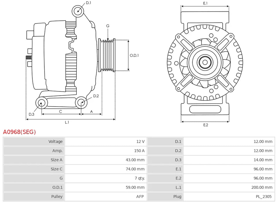 SEG ALTERNATÖR 0125711133C 12V 150A 7 KANAL (LIN) UÇLU FORD TRANSIT / PEUGOT BOXER / CITROEN JUMPER