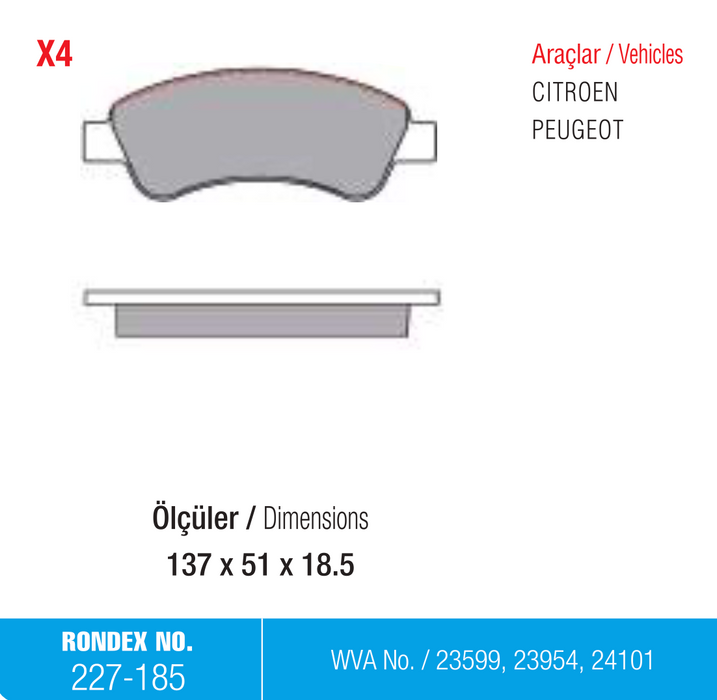 citroen, fren balata, peugeot, rondex