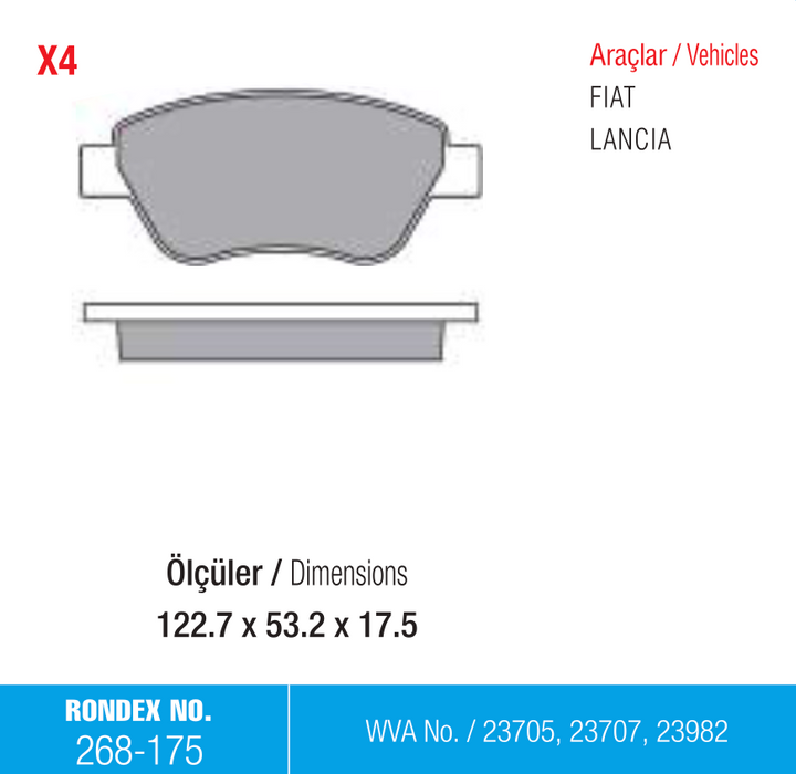 fiat, fren balata, lancia, rondex