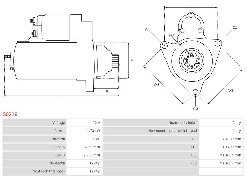 Marş Motoru – 12V 1.7kW – Mercedes-Benz C/E/S/Sprinter CDI Modelleri ile Uyumlu