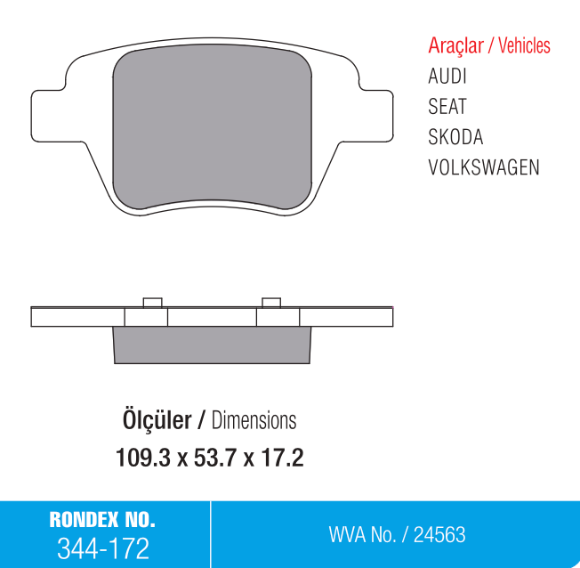 audi, fren balata, rondex, seat, skoda, volkswagen