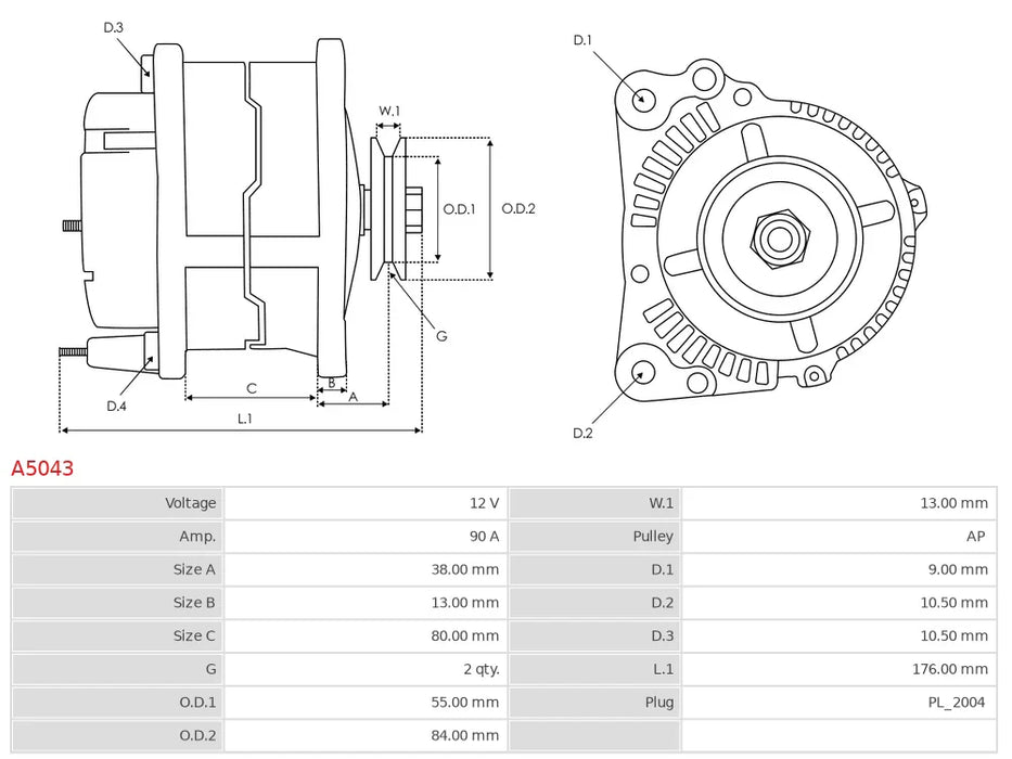 Plusline Alternatör – 12V 90A – Nissan Navara D22, NP300, Pickup 2.5 Di / dCi / TD Uyumlu