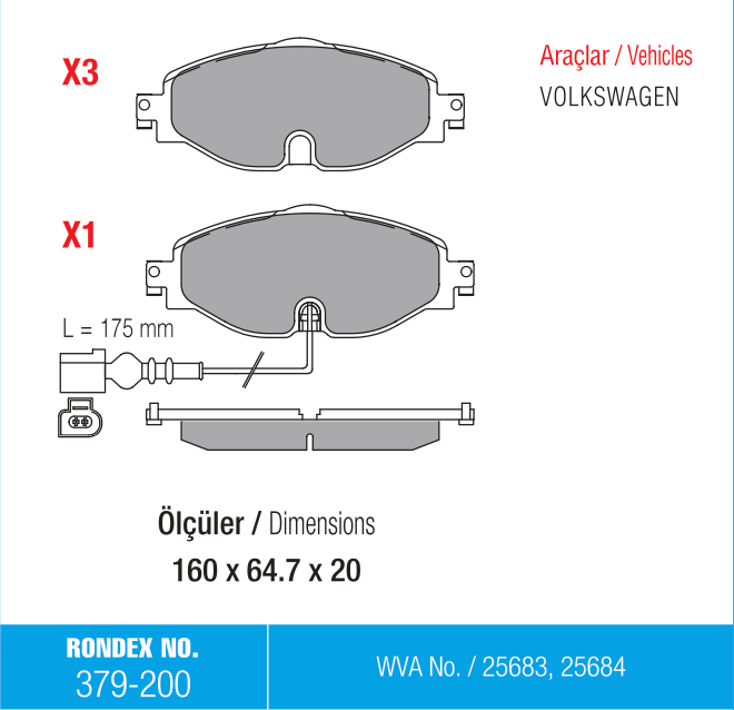 fren balata, rondex, volkswagen