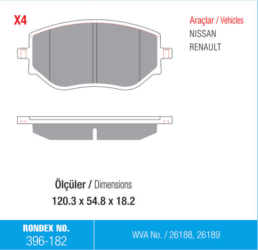 fren balata, renault, rondex