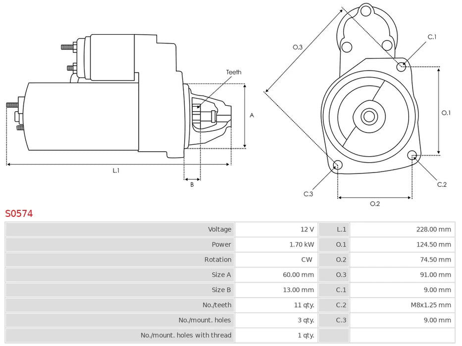 Marş Motoru – 12V 1.7kW – 11 Diş – BMW 1 Serisi (F20/F21), 3 Serisi (F30/F31) Uyumlu